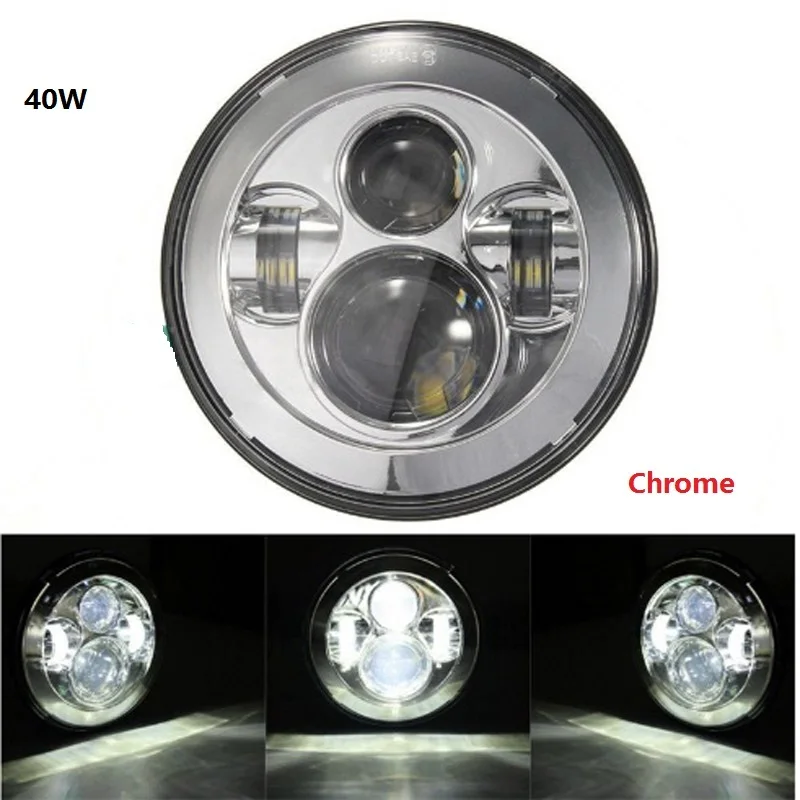 1pcs 40W chrome Автомобильный светильник 7 дюймов головной светильник w/дневные ходовые огни для Jeep JK Lada 4x4 для suzuki samurai мотоцикл " Halo DRL светодиодный налобный фонарь - Цвет: 1pcs 40W chrome