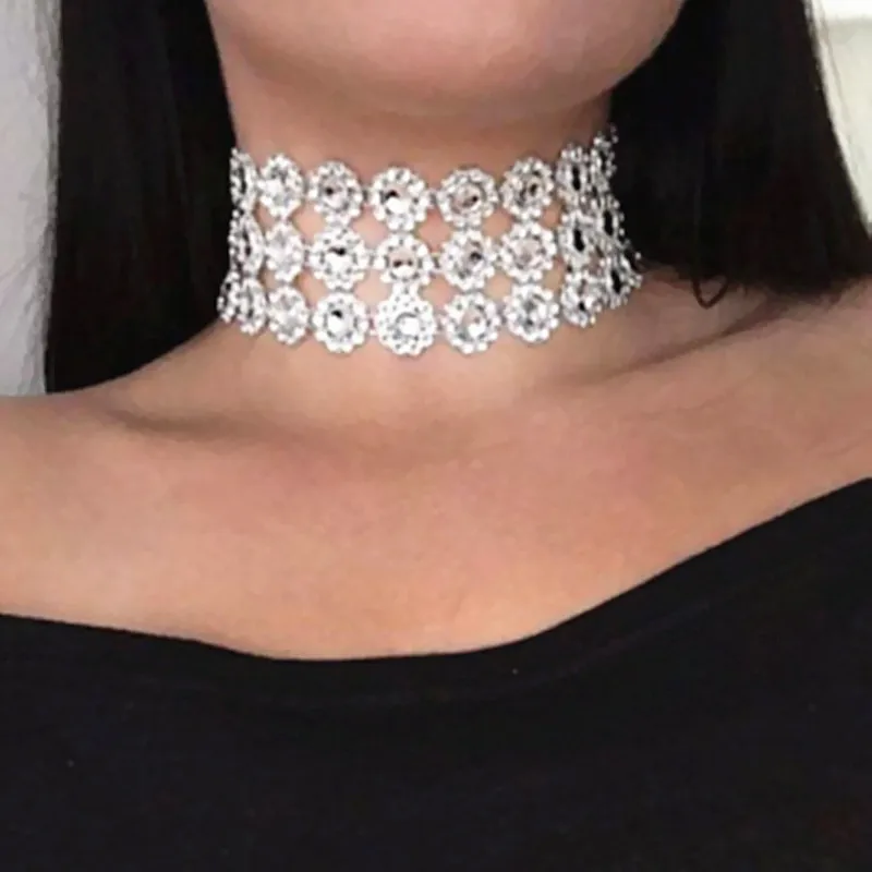 Bling из циркона квадратной колье чокер с украшением в виде цветка для свадьбы