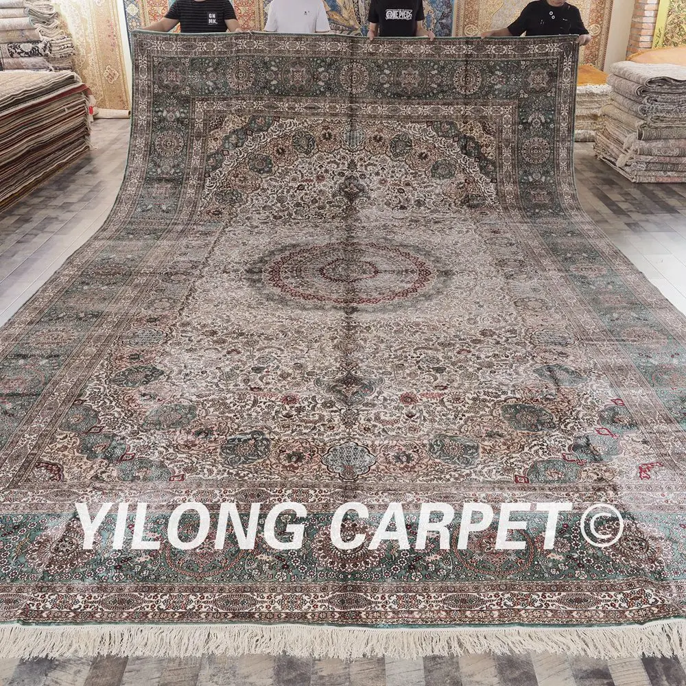 Yilong 12'x18' персидские украшения дома шелковые ковры прочный роскошный ручной