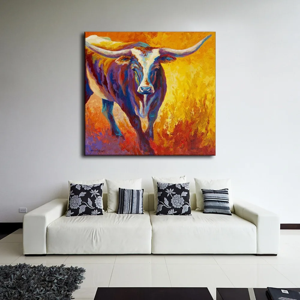 Выполненные скота печатных живопись маслом стены Книги по искусству Home Decor