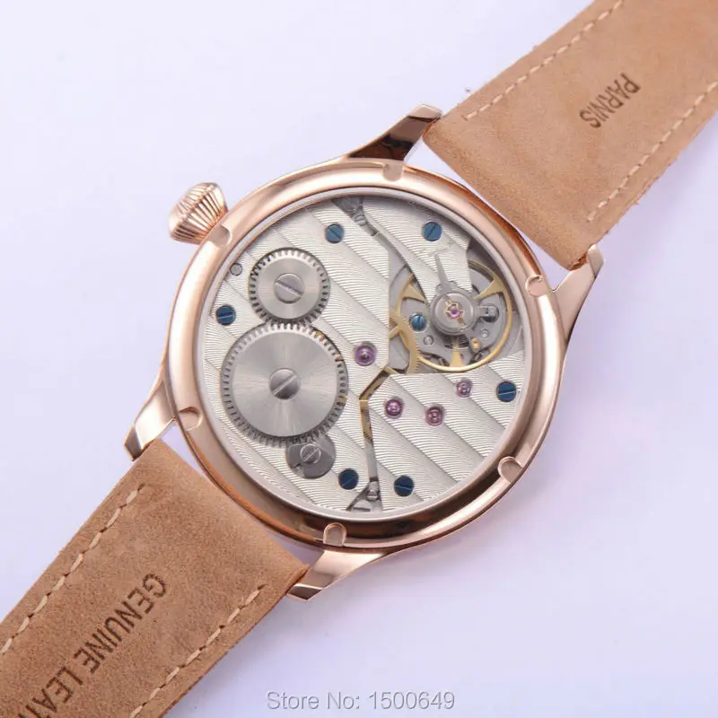 Мужские механические часы Parnis 44 мм с белым циферблатом и золотым ремешком 6497|watch