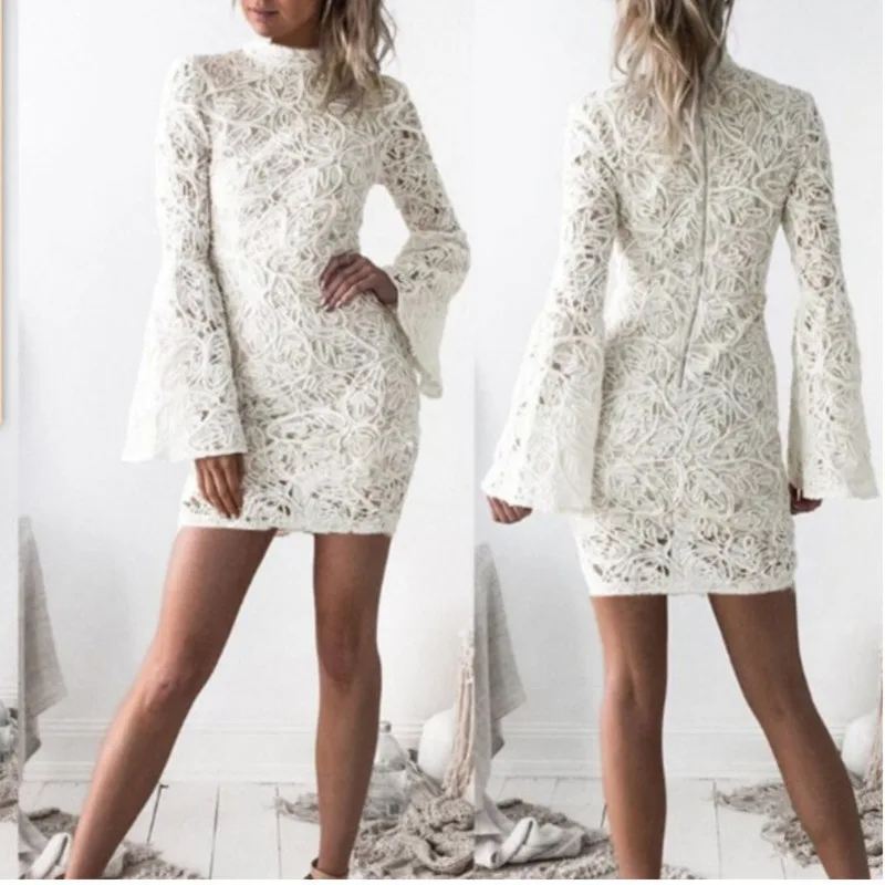 Белое Кружевное короткое женское платье в стиле пэчворк vestidos kleider одежда sukienka