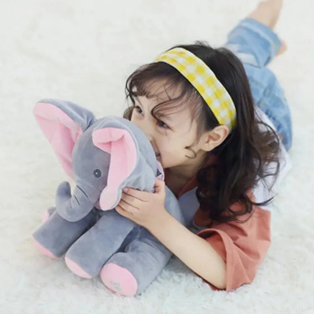 lovely friendly peekaboo shy small elephant child comfort toy plush doll music ml301-2 | Игрушки и хобби