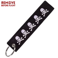 remove before flight car keychain embroidery dangerous skull motorcycles key fobs bijoux for aviation gifts tag luggage 1pc