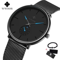 wwoor ultra thin mesh fashion sport mens watches brand luxury quartz watch men casual steel waterproof sports relogio masculino