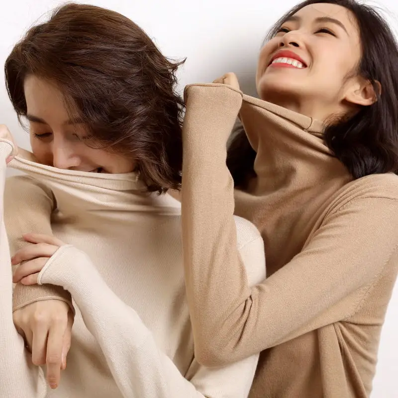 

Autumn and Winter New Cashmere Sweater Women High Collar Pullover Fashion Sweater Warm Bottom Sweater