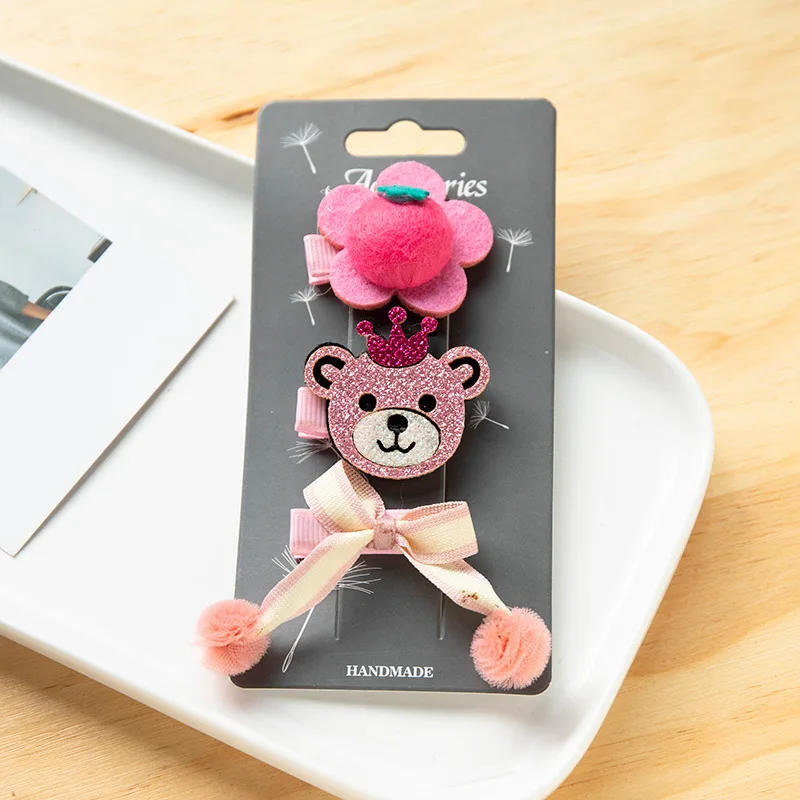 3 шт. обувь для девочек Медведь цветы заколки волос Мультяшные малышей Дети