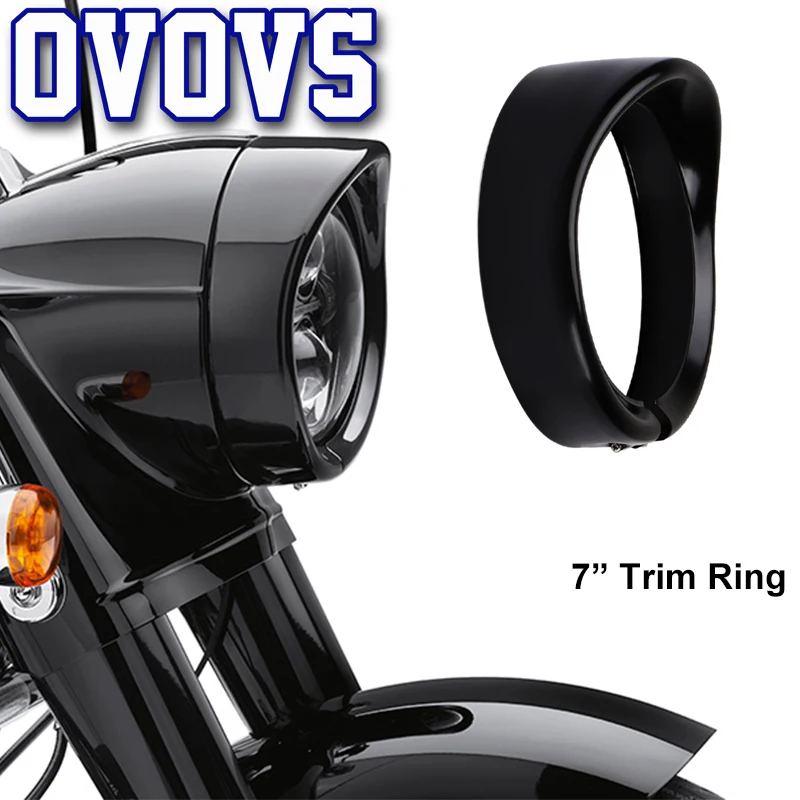 7 дюймов черный с козырьком Тип мотоцикл отделка кольцо для Harley Davidson 12 14 FLD 86 FLST 83 13