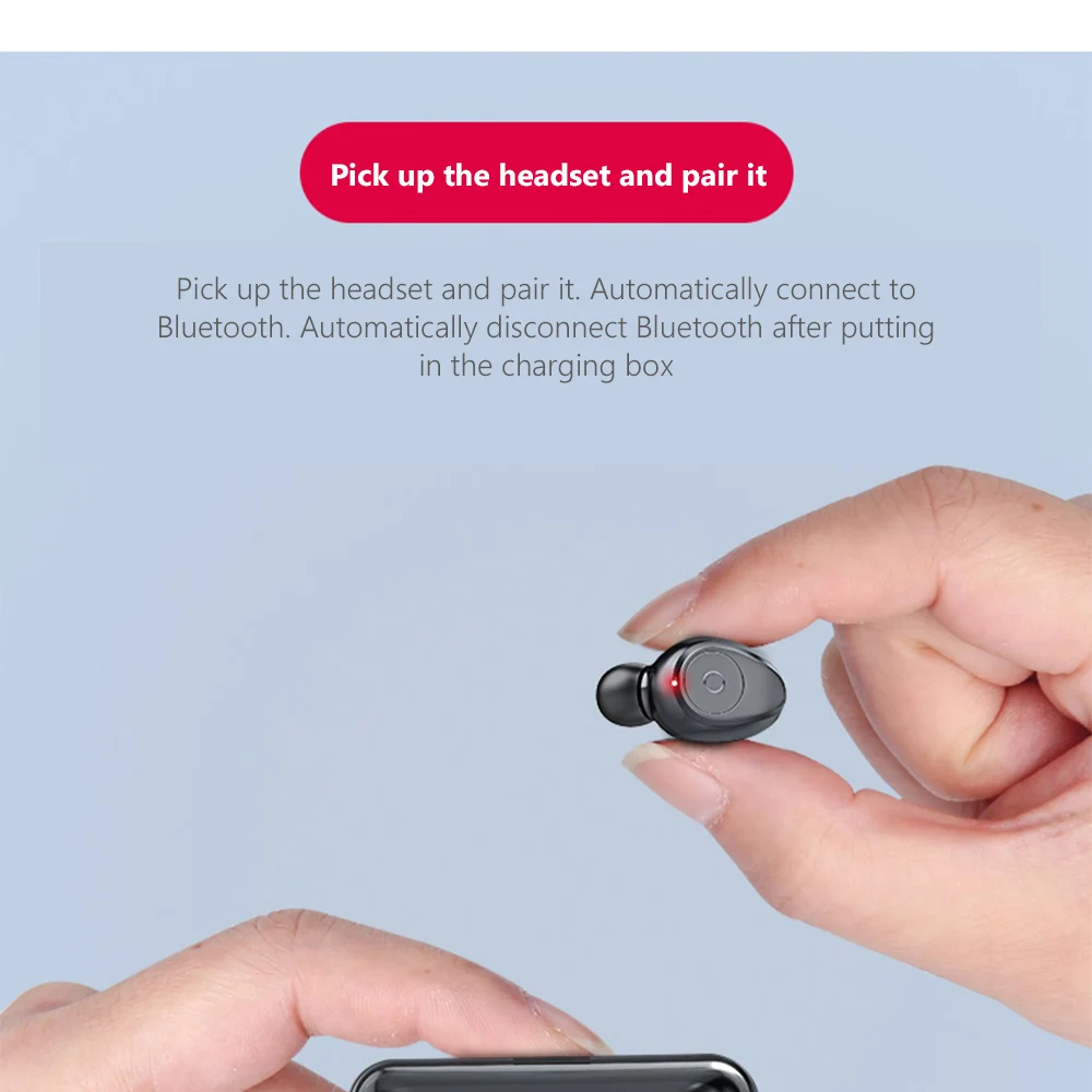 TWS Bluetooth наушники V5.0 беспроводные наушники HIFI наушники стерео бас гарнитура с микрофоном 1500 мАч перезаряжаемый мобильный телефон
