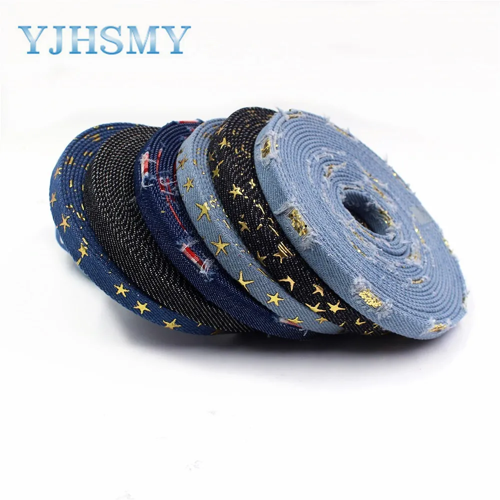 YJHSMY I-19413-983, 3/8 ''(10 мм), 5 ярдов Перемычка джинсовая Серия ткани, ленты ремесла лук кепки аксессуары и DIY украшения ручной работы