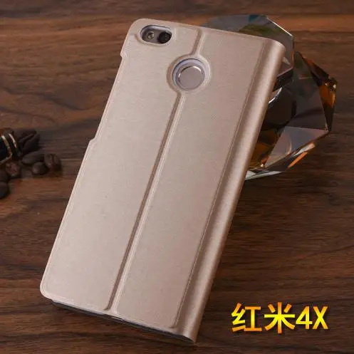 Новое поступление! Для Xiaomi Redmi 4X чехол, роскошный тонкий стильный флип-чехол, кожаный чехол для Xiaomi Redmi 4x, чехол, сумка 5,0 дюймов, чехол для телефона - Цвет: Gold