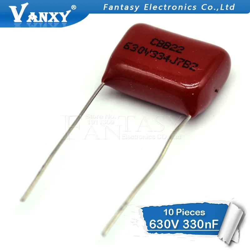 10 шт. 630V334J 0 33 мкФ шаг 15 мм 630V 334 330NF CBB полипропиленовый пленочный конденсатор с