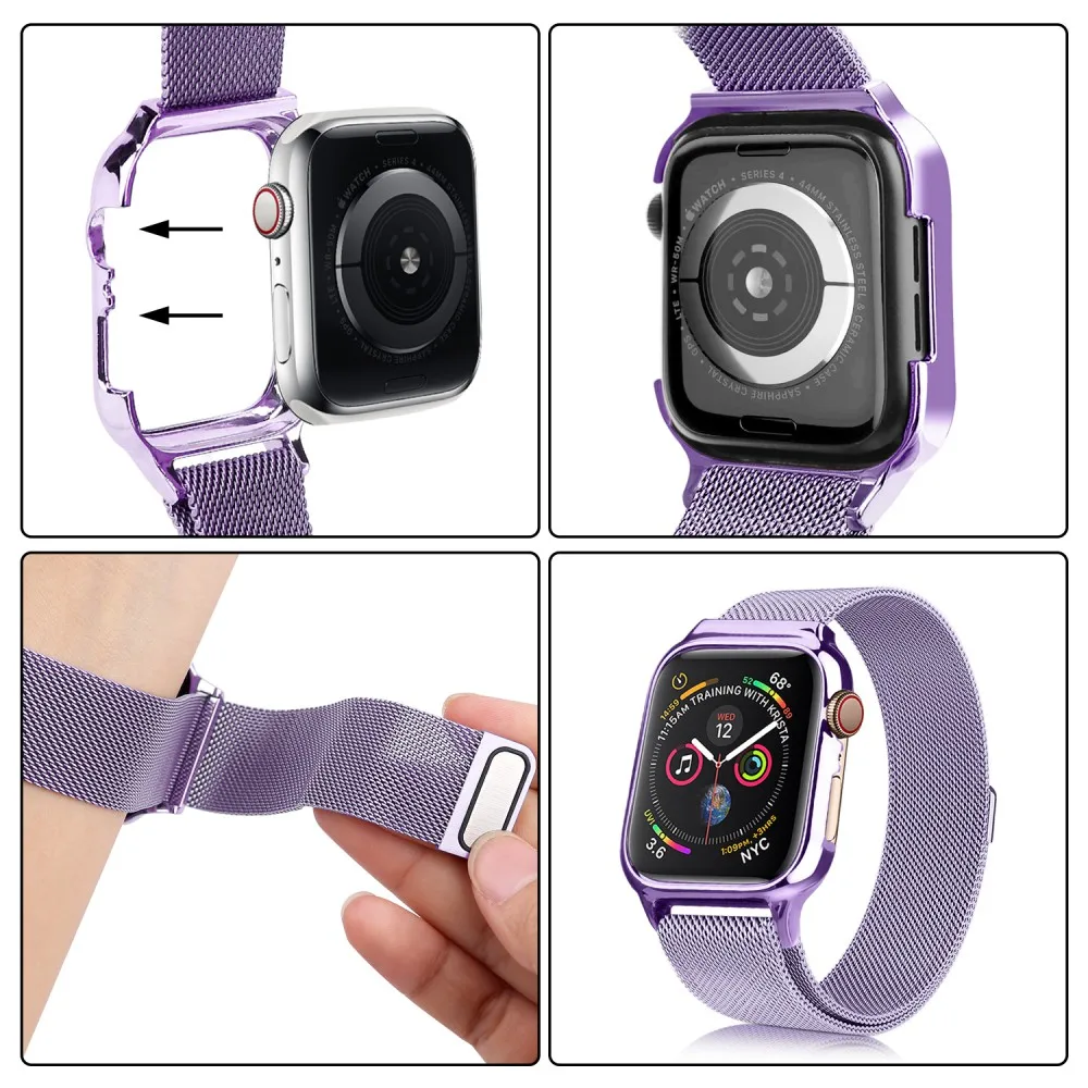 Металлический чехол с магнитной Миланской петлей для часов Apple Watch Series 4, 40 мм, 44 мм, ремешок для браслета iWatch 4