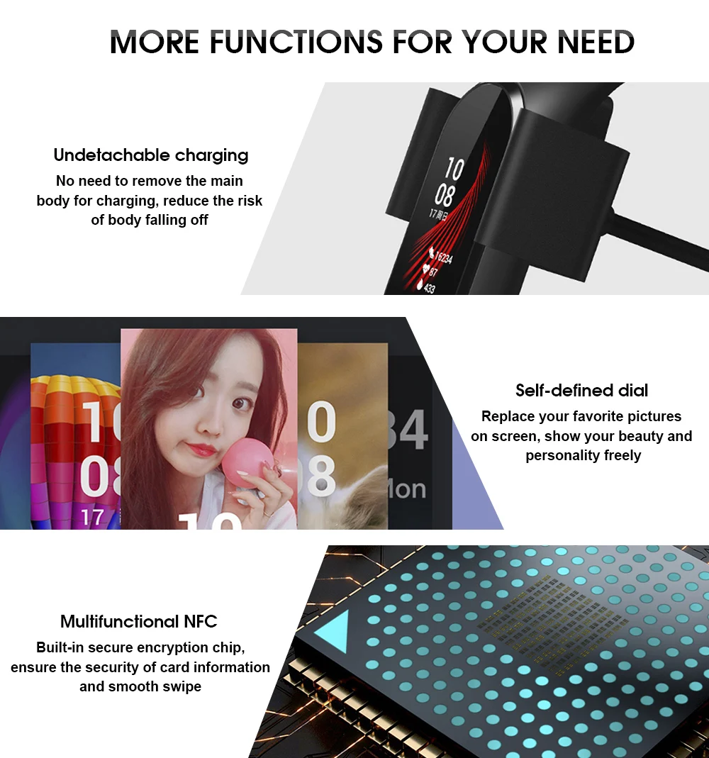 Xiaomi Hey Plus B1800 умный браслет NFC Bluetooth AMOLED сенсорный экран 50 м водонепроницаемый монитор сердечного ритма умные часы