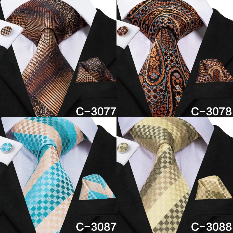 Hi Tie роскошные шелковые мужские галстуки Свадебный деловой костюм набор