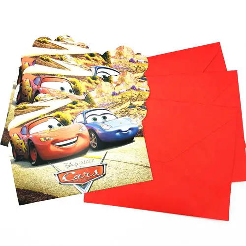 lightninng mcqueen 6 шт./компл. Бумага пригласительный открытки на день рождение для детей мультфильм День рождения пригласительный билет для мальчиков и девочек вечерние комплект поставки - Цвет: lightninng mcqueen