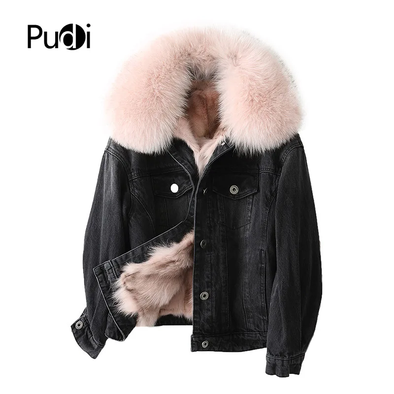 PUDI A68654-5, женская зимняя теплая хлопковая парка, пальто с воротником из натурального Лисьего меха, Женское пальто, куртка, пальто