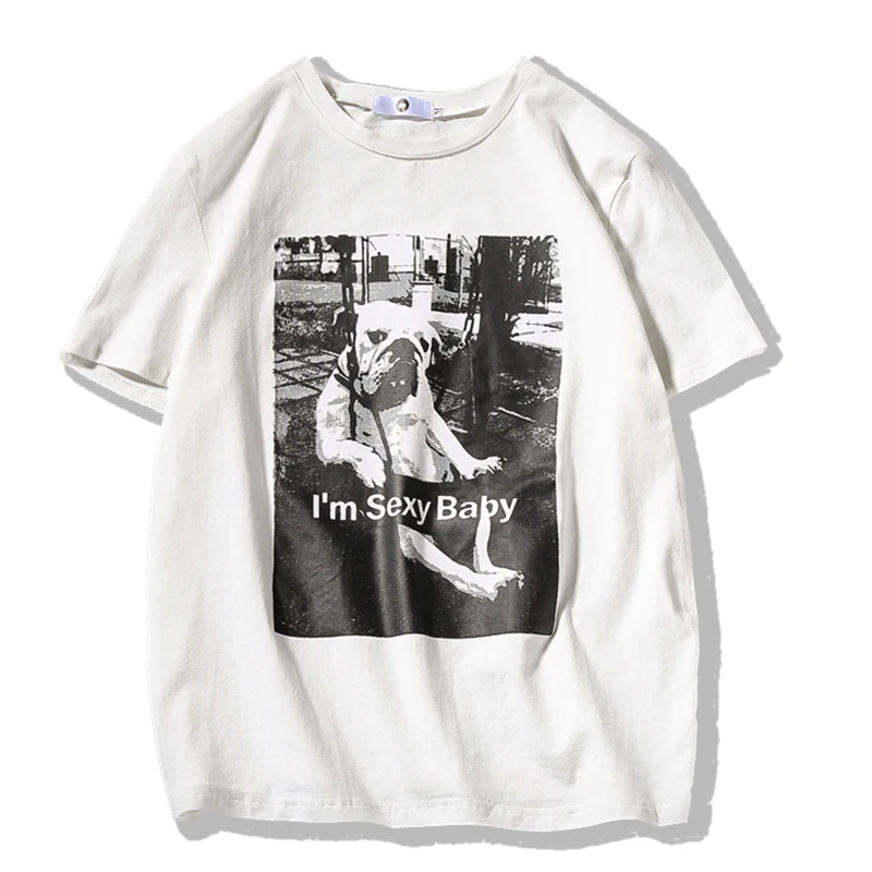 Короткий рукав животное собака сексуальная детская печать белые футболки для