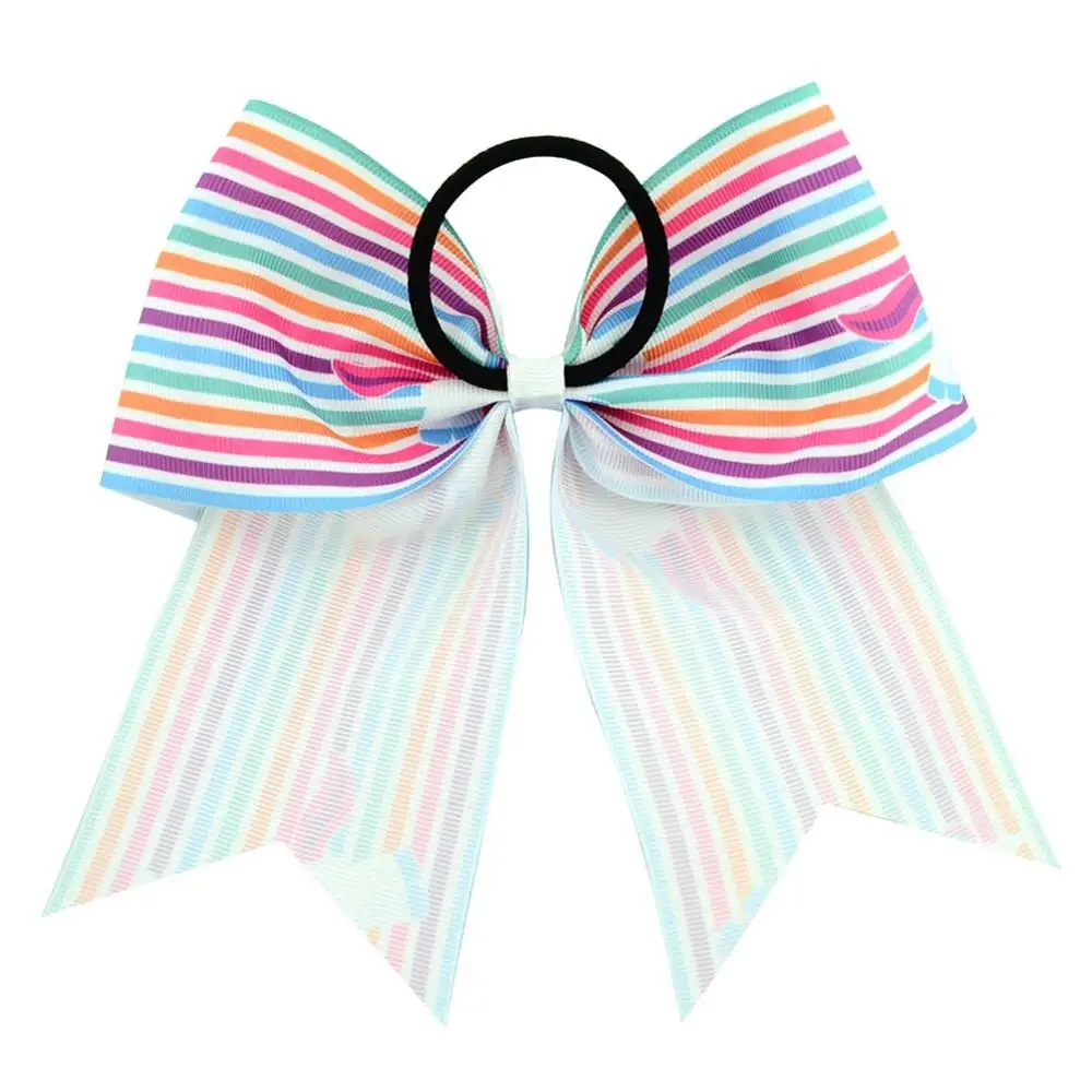 7 дюймов модные милые печатные Единорог Cheer лук для девочек Grosgrain ленты ободок с