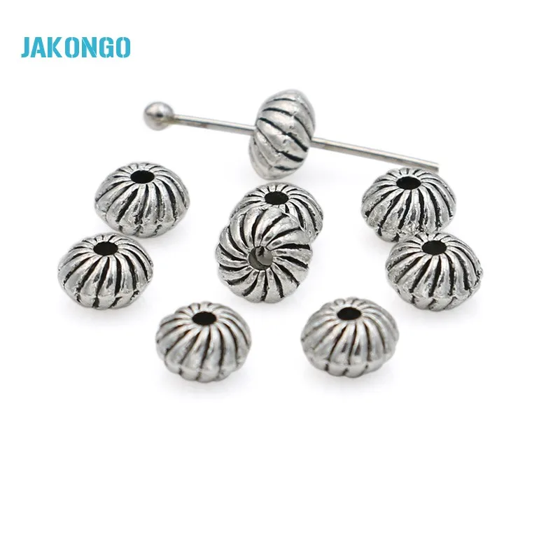 JAKONGO антикварные посеребренные разделители россыпью бусины для изготовления браслетов ювелирных изделий Аксессуары «сделай сам» рукоделие 6x4 мм 40 шт.