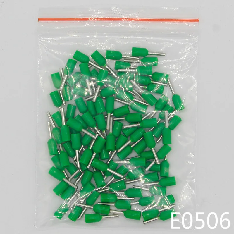 E0506 трубки Изоляционные изолированные клеммы 0.5MM2 кабель провод разъема 100 шт./упак. изоляционные обжимной терминал разъем для электронных сигарет - Цвет: Green