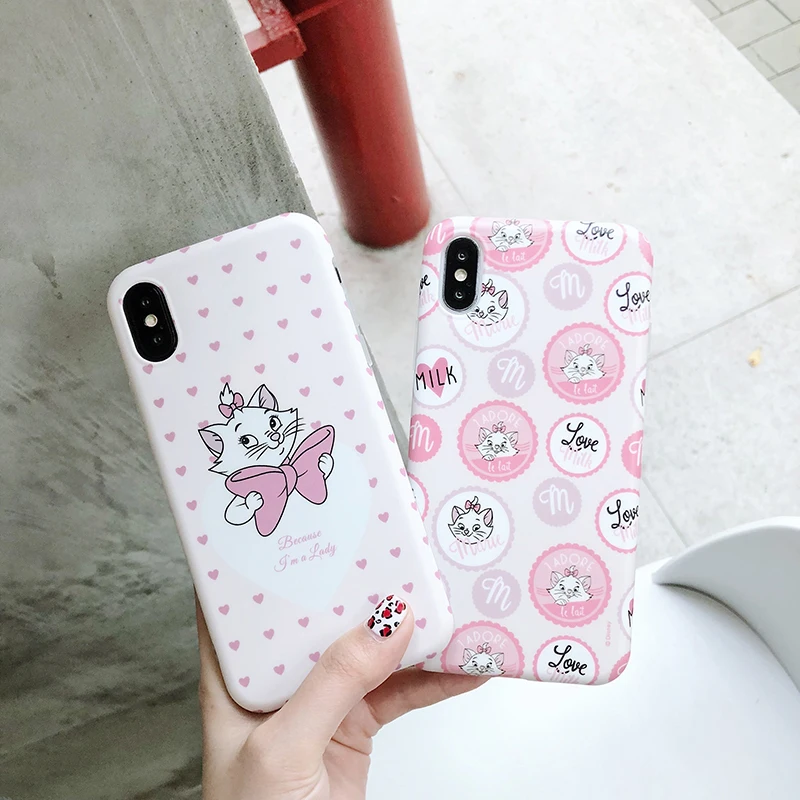 Милый розовый мягкий силиконовый чехол для телефона Marie Cat для iphone 6, 6s, 6 s, 7, 8 plus, чехол с героями мультфильмов для iphone X, XR, XS, MAX, чехол