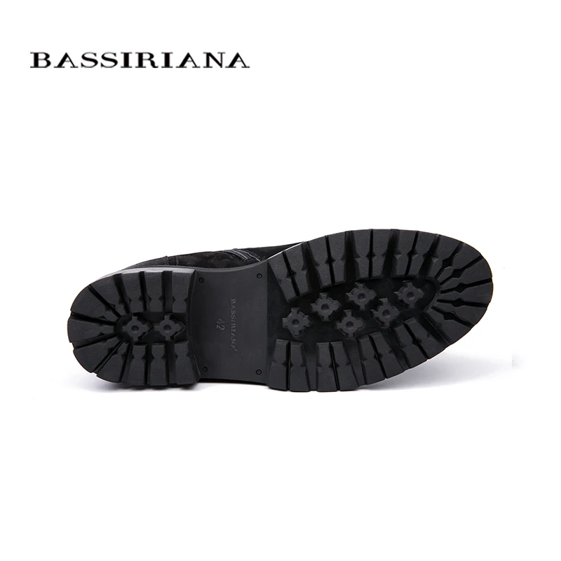 BASSIRIANA/2018 новые теплые ботинки из натуральная кожа мужские зимние с круглым