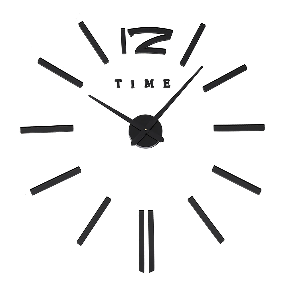 Wall Clock Black Короткие большие цифровые настенные часы современный дизайн 3D часы Saat Reloj Horloge Relogio де Parede Klok Большие зеркальные настенные часы светящиеся - Цвет: Wall Clock Black