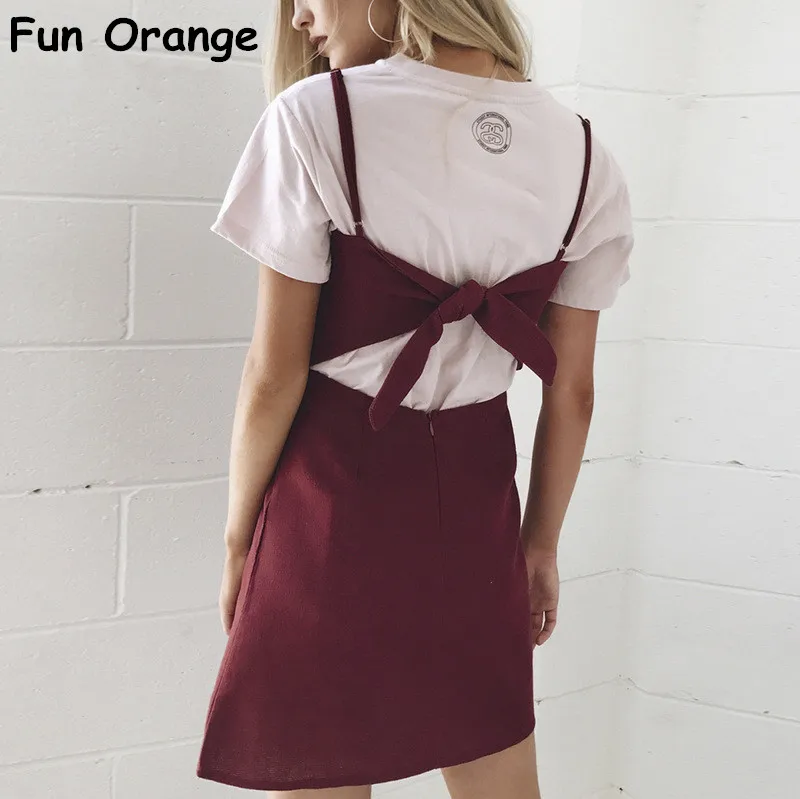 Женское пляжное платье с открытой спиной Fun Orange повседневное облегающее белое