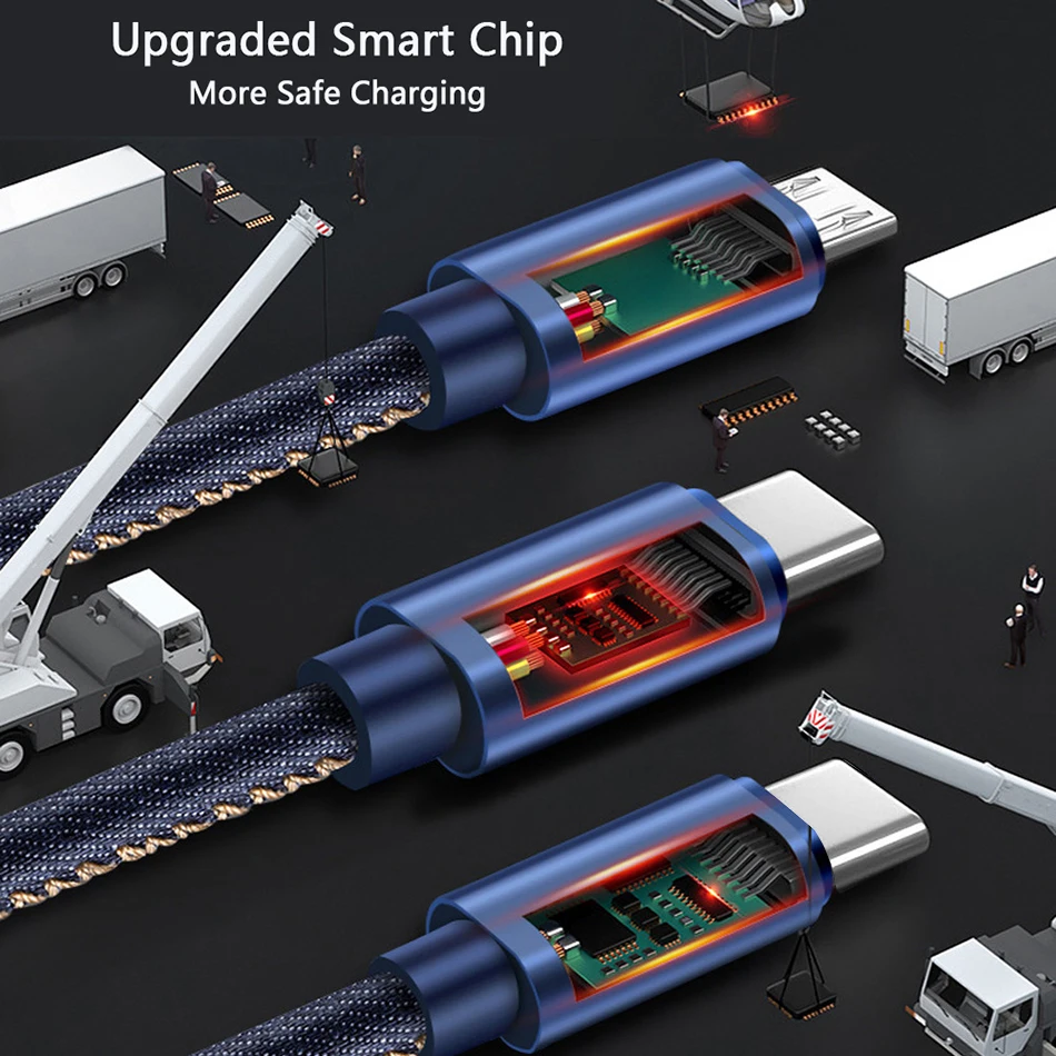 3 в 1 Micro usb type C кабель для быстрой зарядки Мульти Usb порт несколько зарядный кабель Usbc телефонные кабели для samsung Note10 Redmi 8 8A