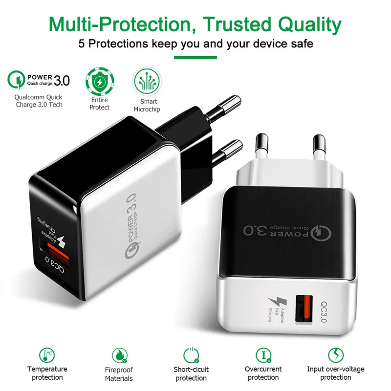 Кабель Micro USB быстрая зарядка 3 0 QC3.0 сетевое зарядное устройство QC для Samsung Xiaomi Huawei