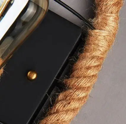 L Американский Круглый проходной настенный светильник из пеньковой веревки