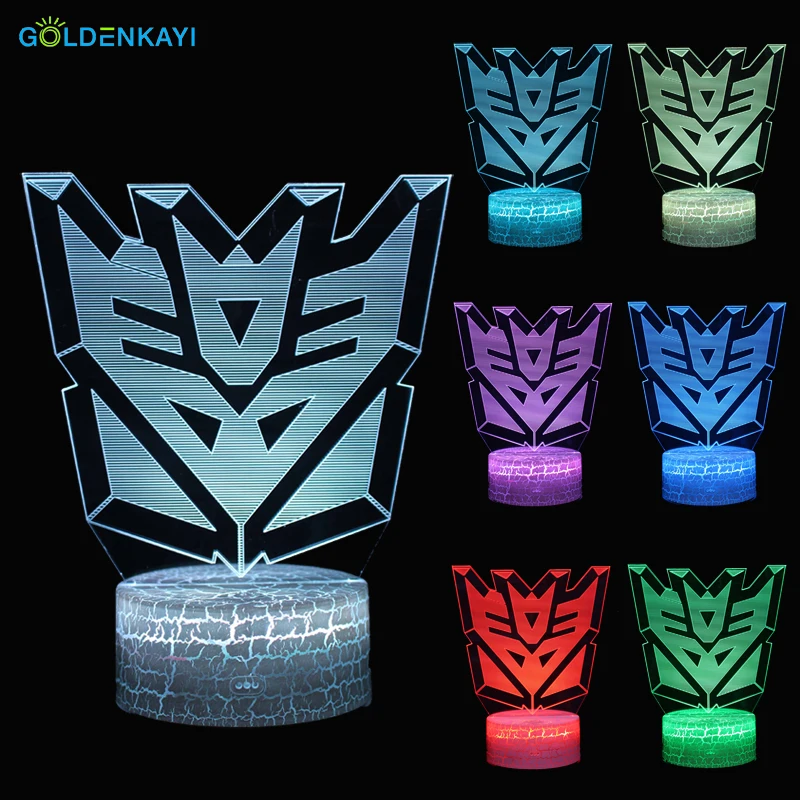 3D Decepticons Светодиодные ночные светильники атмосфера настольная лампа сенсорный