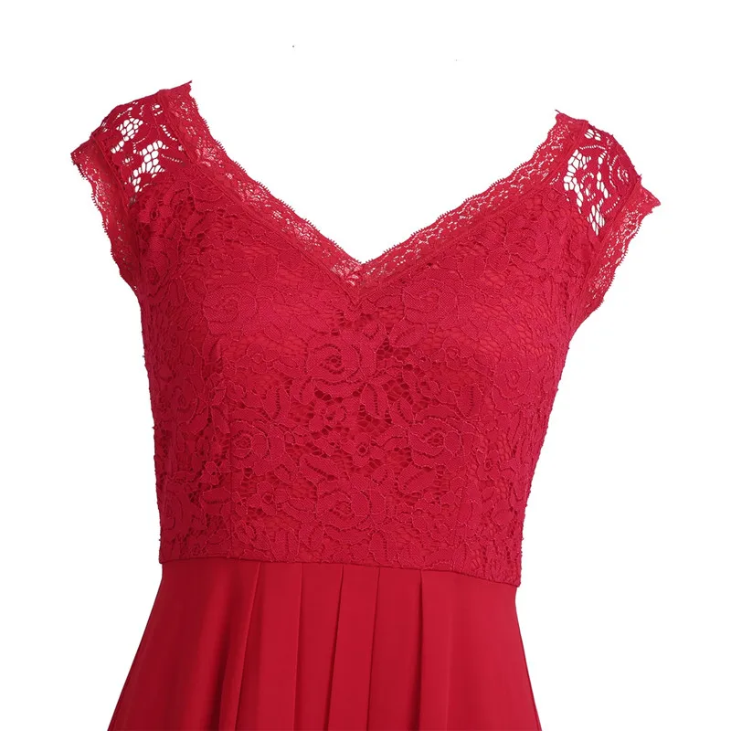 Женское шифоновое платье с цветочным кружевом подружки невесты без рукавов V