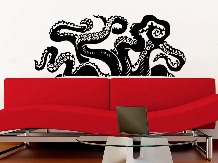 2016 настоящая Осьминог Настенная Наклейка щупальца виниловая наклейка морские