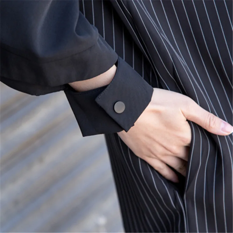 Женская уличная блузка большие размеры полосатая Асимметричная строчка женские