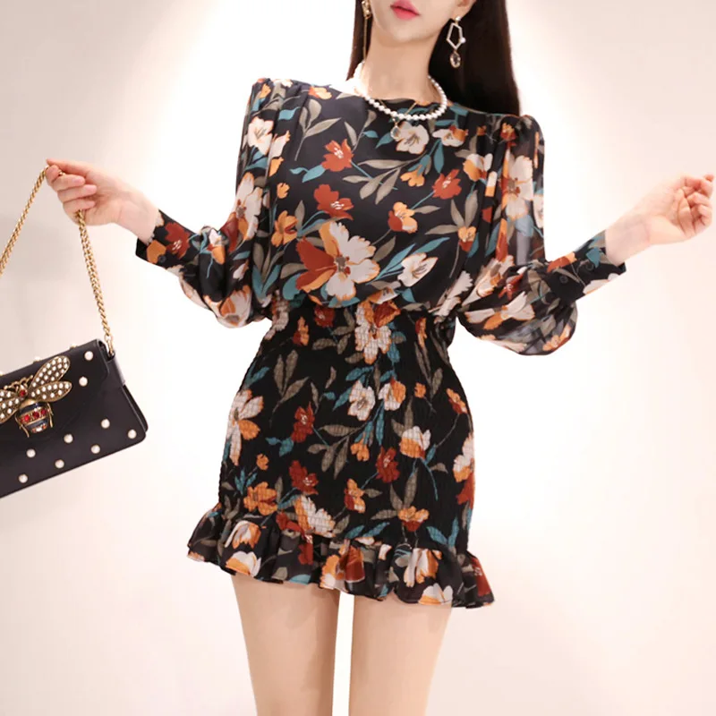 Женское шифоновое облегающее платье большого размера черное повседневное