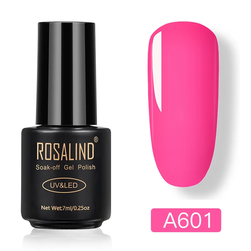 RAA601 ROSALIND, УФ неоновый Гель-лак для ногтей, набор для маникюра, 7 мл, полуперманентный Гель-лак, не впитывается, грунтовка, основа, верхнее покрытие, гель, гибридный лак - Цвет: RAA601