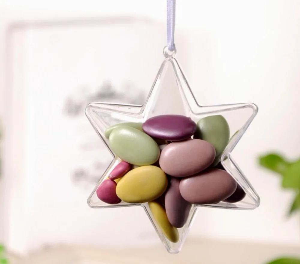 

12 шт пластиковые прозрачные шестиконечные звезды шоколадные конфеты коробки для свадебной вечеринки детский душ праздничный подарок