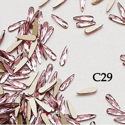 C29 Pink Мода 3D дизайн ногтей длинная водяная капля необычной формы алмазного хрусталя плоская задняя сторона Стразы Украшения блестящие ногти аксессуары - Цвет: C29 Pink