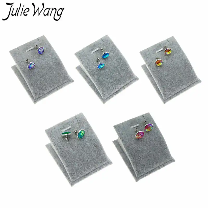 Julie Wang 1 пара Русалка из смолы весы кабошон Разноцветные серьги гвоздики женские