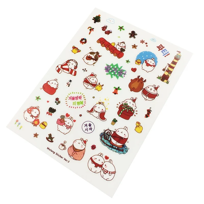 6 Sheets/set Lovely Rabbit Decorative Stickers Kids Home Wall Decor Cute Animal Creative DIY Cartoon Stickers|Наклейки| |
