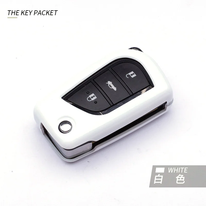 ShinMan Модные ABS Краски Автомобильный ключ чехол КРЫШКА ДЛЯ Toyota RAV4 Crown Reiz YARIS L Highlander Левин Corolla Camry MARK X VIOS - Название цвета: White No Keychain