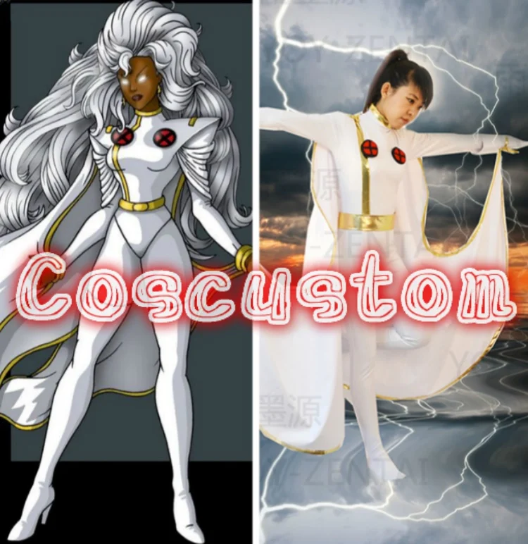 Coscustom высококачественный X-мужские костюмы Белый Сторм костюм супергерой спандекс лайкра Хэллоуин Косплей Костюм