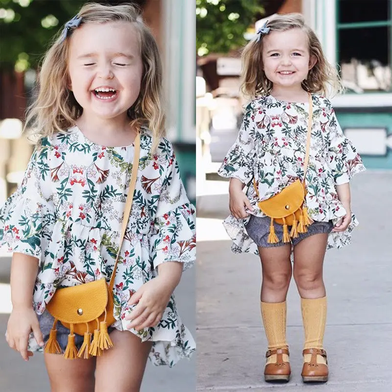 2018 новые летние милые платья принцессы с коротким рукавом и цветочным принтом