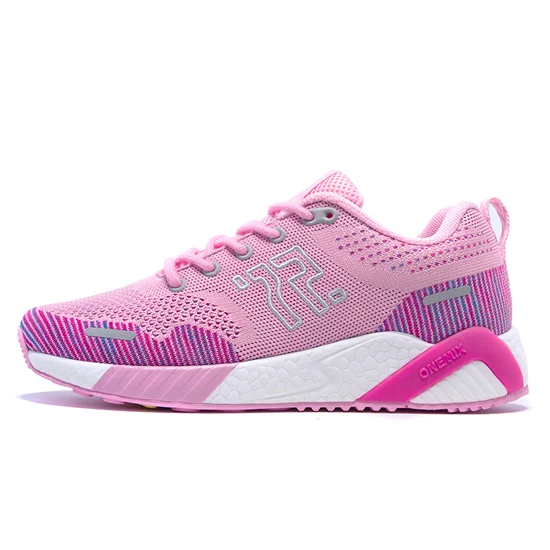 Pink ONEMIX мужские кроссовки красочные трикотажные Красные кроссовки амортизирующая мягкая подошва рассеивающая влагу дезодорант стелька для бега - Цвет: Pink