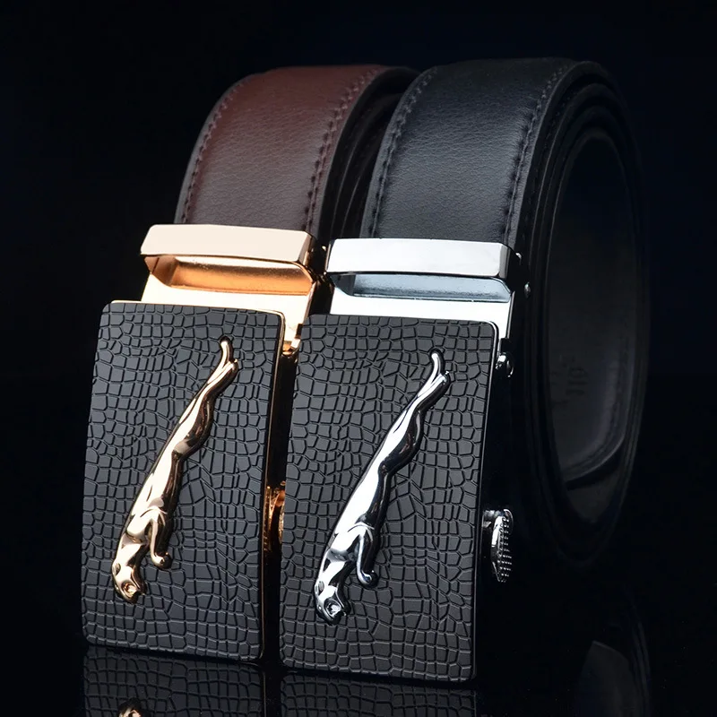 

KAWEIDA Designer Belts for Men's 2019 Trending Leopard Automatic Buckle Waist Belt Cowskin Genuine Split Leather Kemer for Jeans