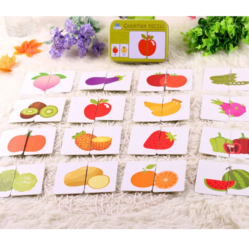 Fruit-108M Детские игрушки-головоломки Монтессори, деревянные игрушки для детей, автомобиль, животные, фрукты, граф, игра для матча, Ранняя образовательная головоломка, деревянные игрушки для малышей - Цвет: Fruit-108M