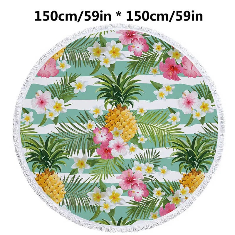 2019Boho пляжное полотенце с принтом тропических растений из микрофибры круглое для