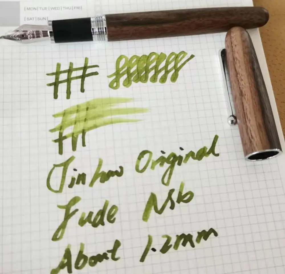 Tao Wood Fude 1.2mm Jinhao Wooden Fountain Pen Ink Pen#6 Size F/M Wet/Architect/Fude Nib Optional Stationery Office school supplies - Цвет: Tao Wood Fude 1.2mm